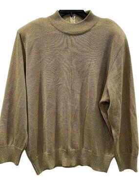 Vintage Rochelle California Gold Sweater size 3X Sparkle Glam Party 90s Plus